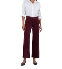 KUT FROM THE KLOTH Meg Wide Leg High Rise Raw Hem Jeans in dark plum - women's pants