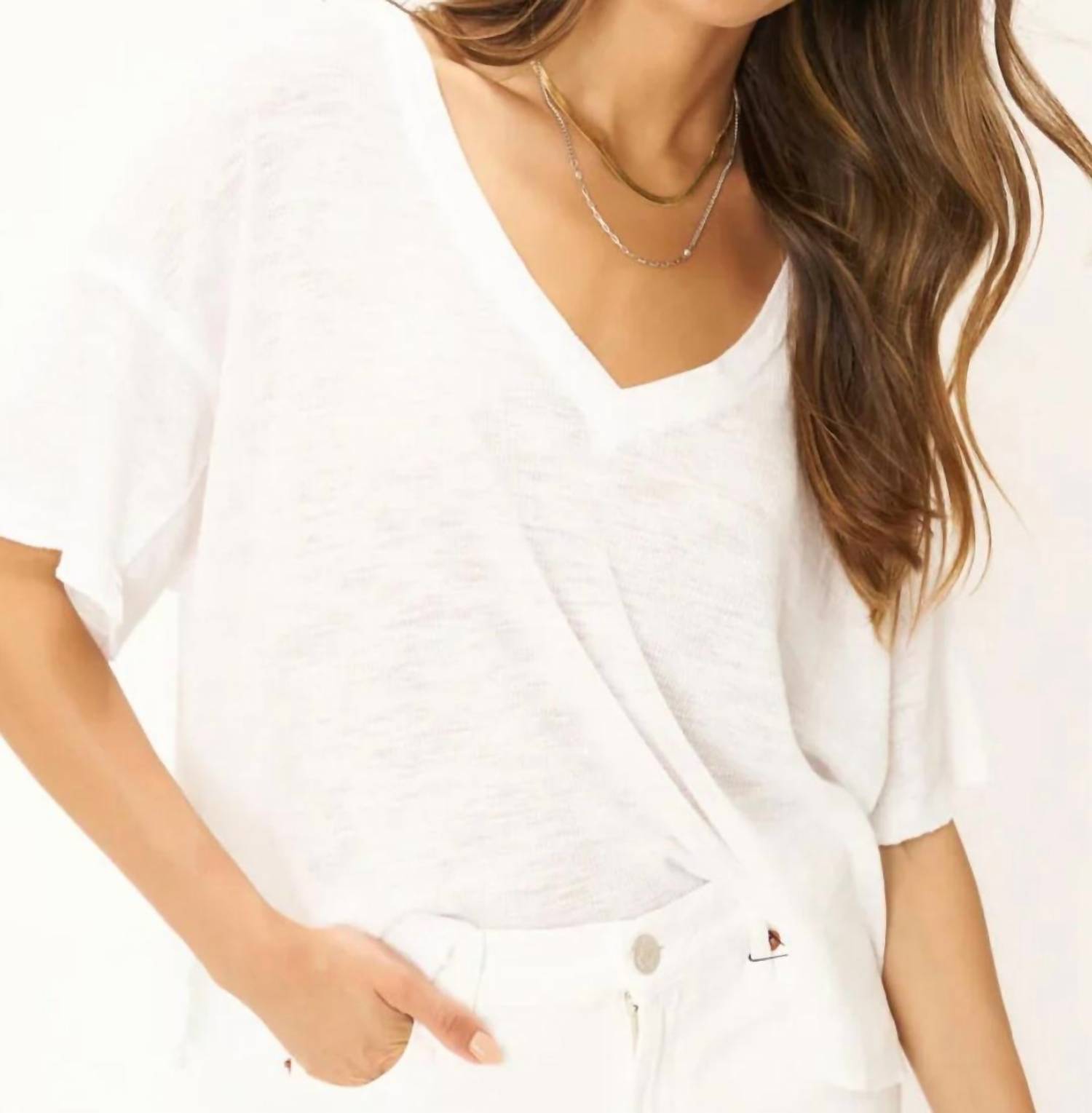 Project Social T - Oh Girl Raw V-neck Textured Tee
