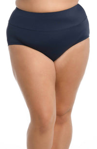 Maxine Of Hollywood - Women's Solid Wide Band Full Pant Bikini Bottom