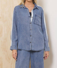 Vintage Havana - Tencel Shirt With Contrast Taping