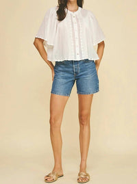 Pinch - Eyelet Button Down Blouse