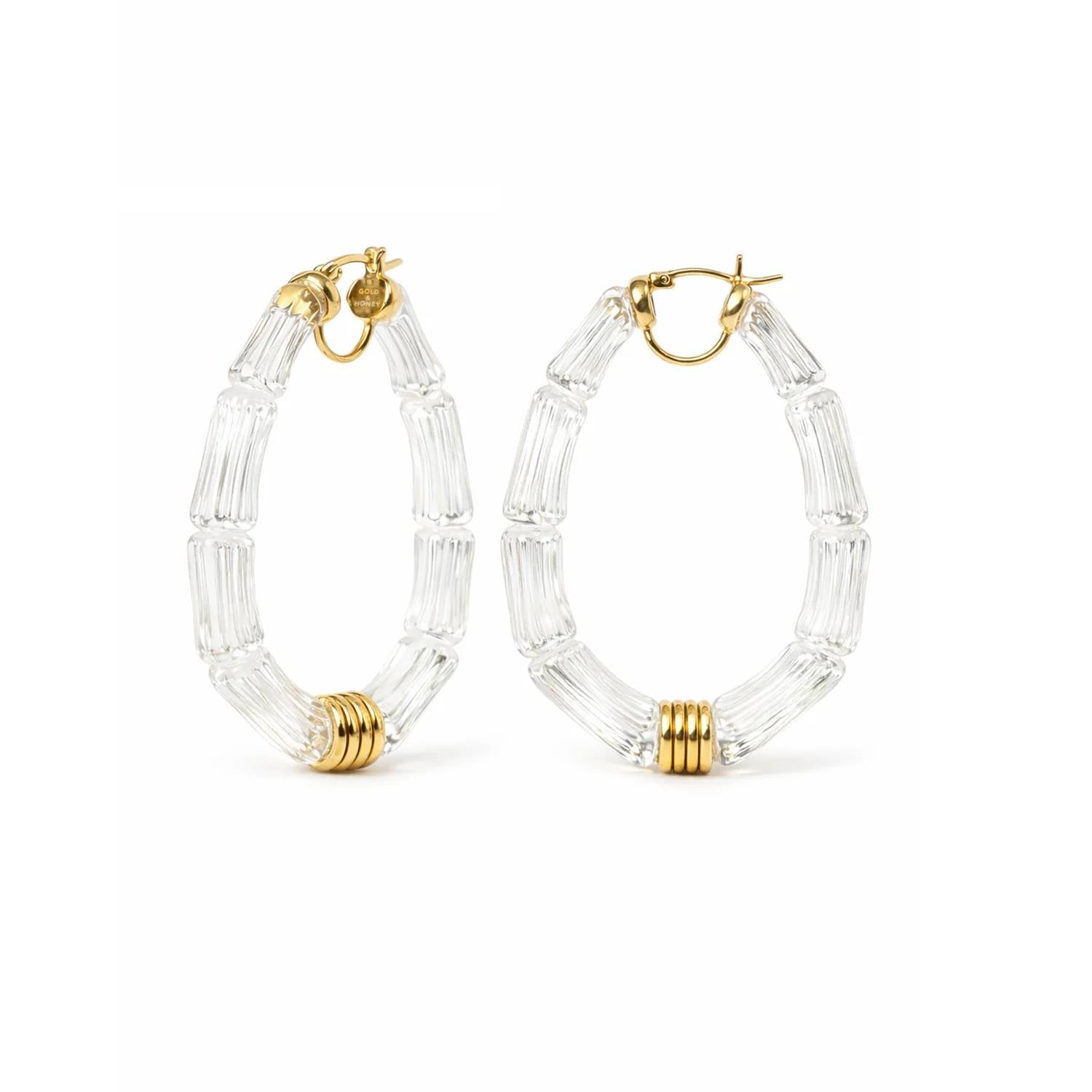 Gold & Honey - Women's Chloe Bamboo Lucite Hoop Earrings