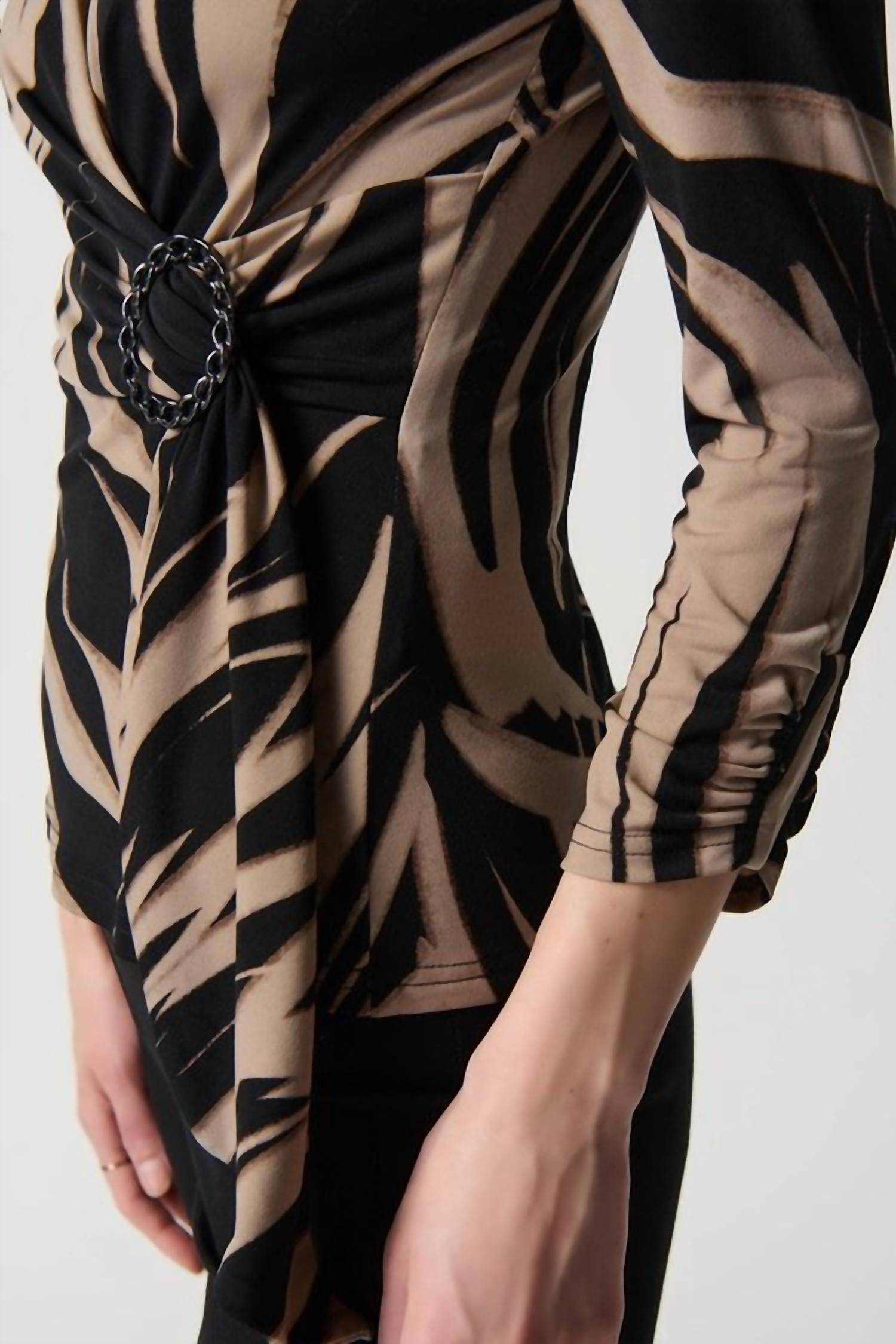 Joseph Ribkoff - Abstract Print Silky Knit Top With Side Buckle