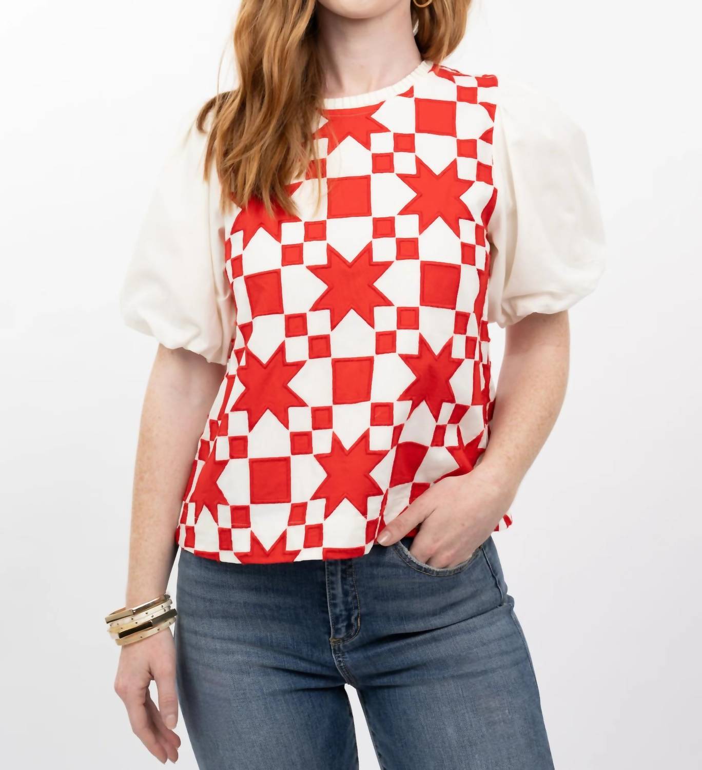 Ivy Jane - Quilted Pouf Sleeve Top