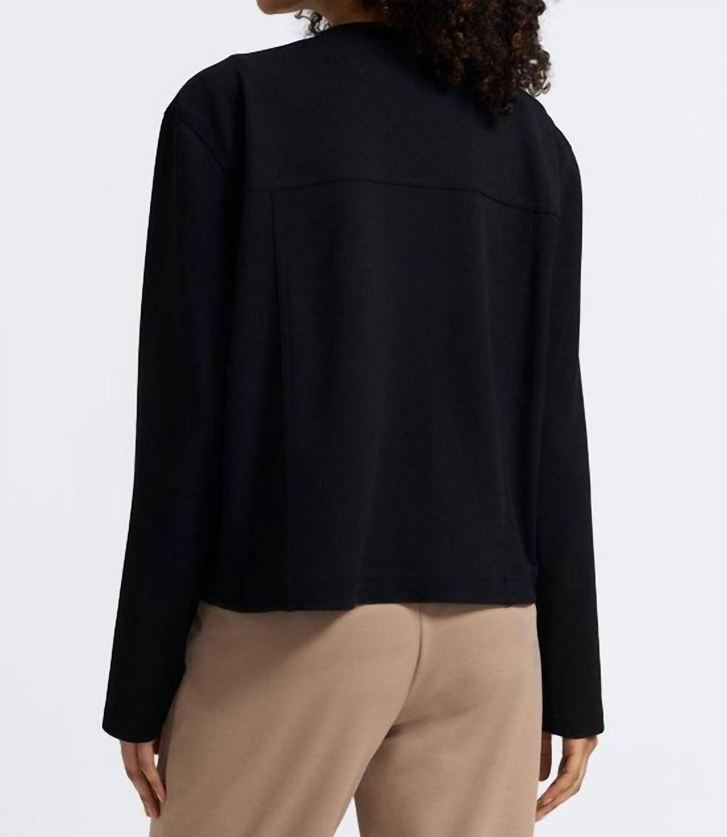 Foxcroft Valerie Long Sleeve Knit Crepe Jacket in black - women's jacket - alternate view