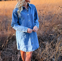BluIvy Downtown Denim Mini Shirt Dress in blue - women's dress - detail view
