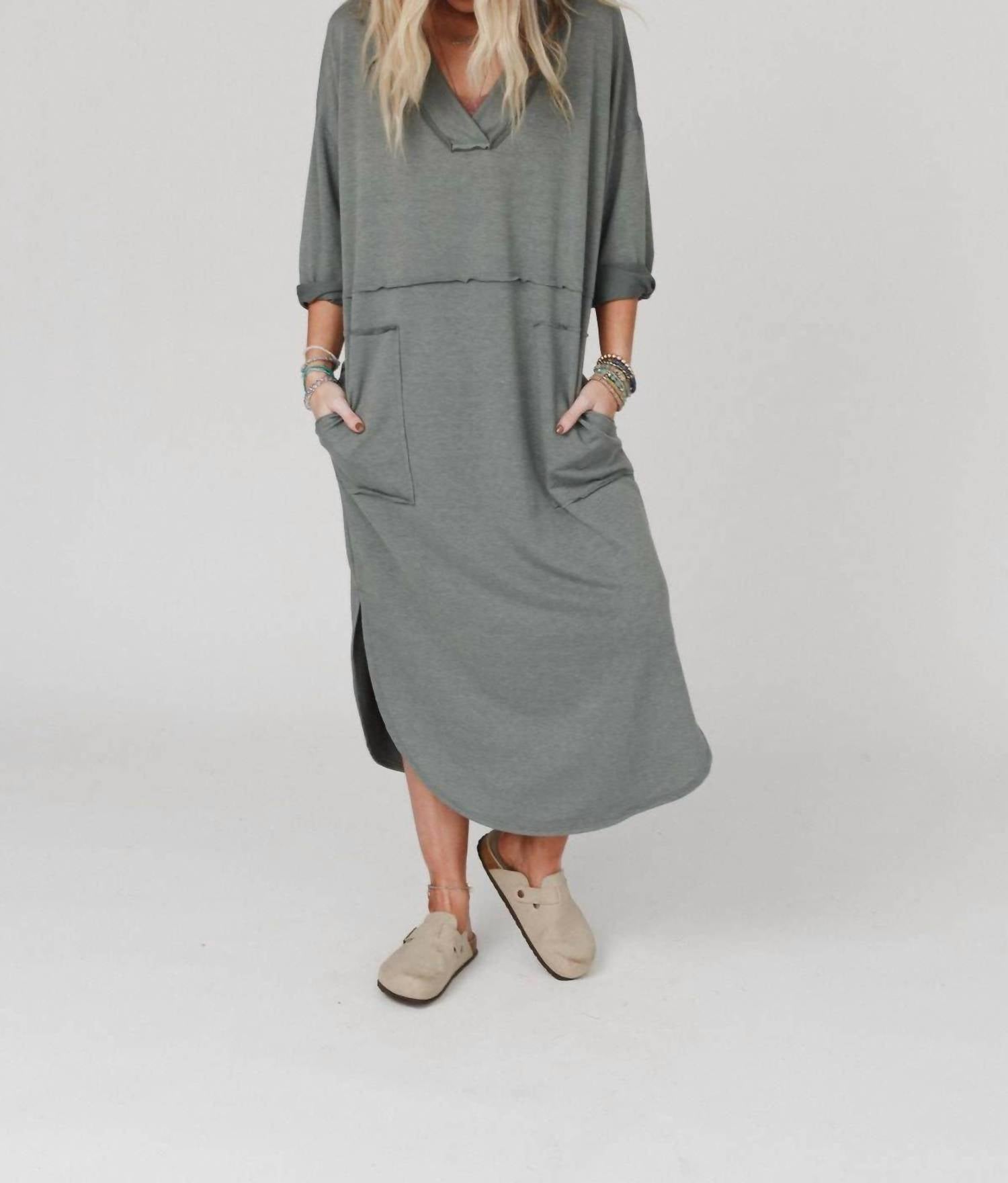 Three Bird Nest - Nest Meadow Long Sleeve Slit Maxi Dress