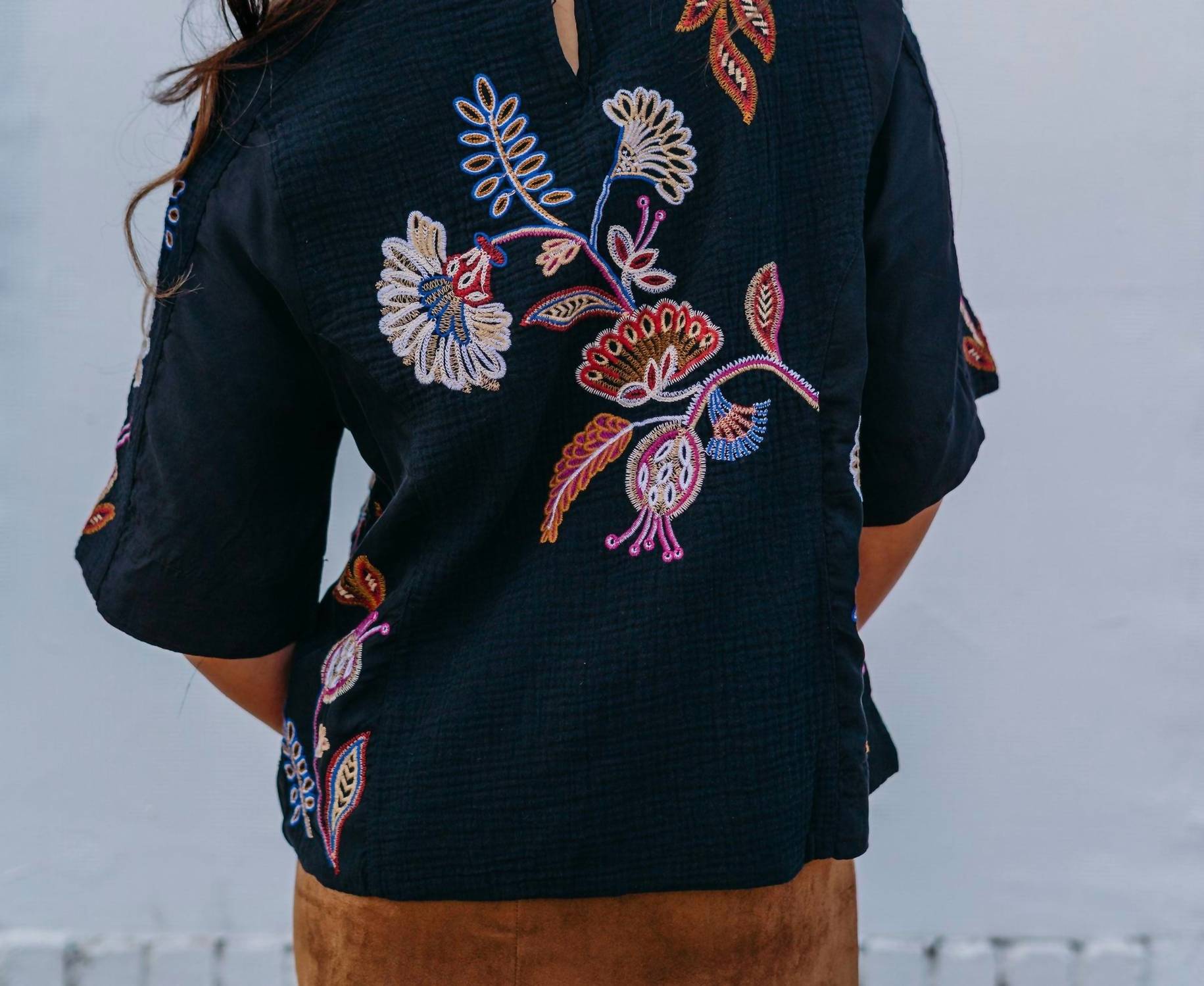 Johnny Was Mixed Media Dolman Blouse in gineva 1 - women's blouse - view 4
