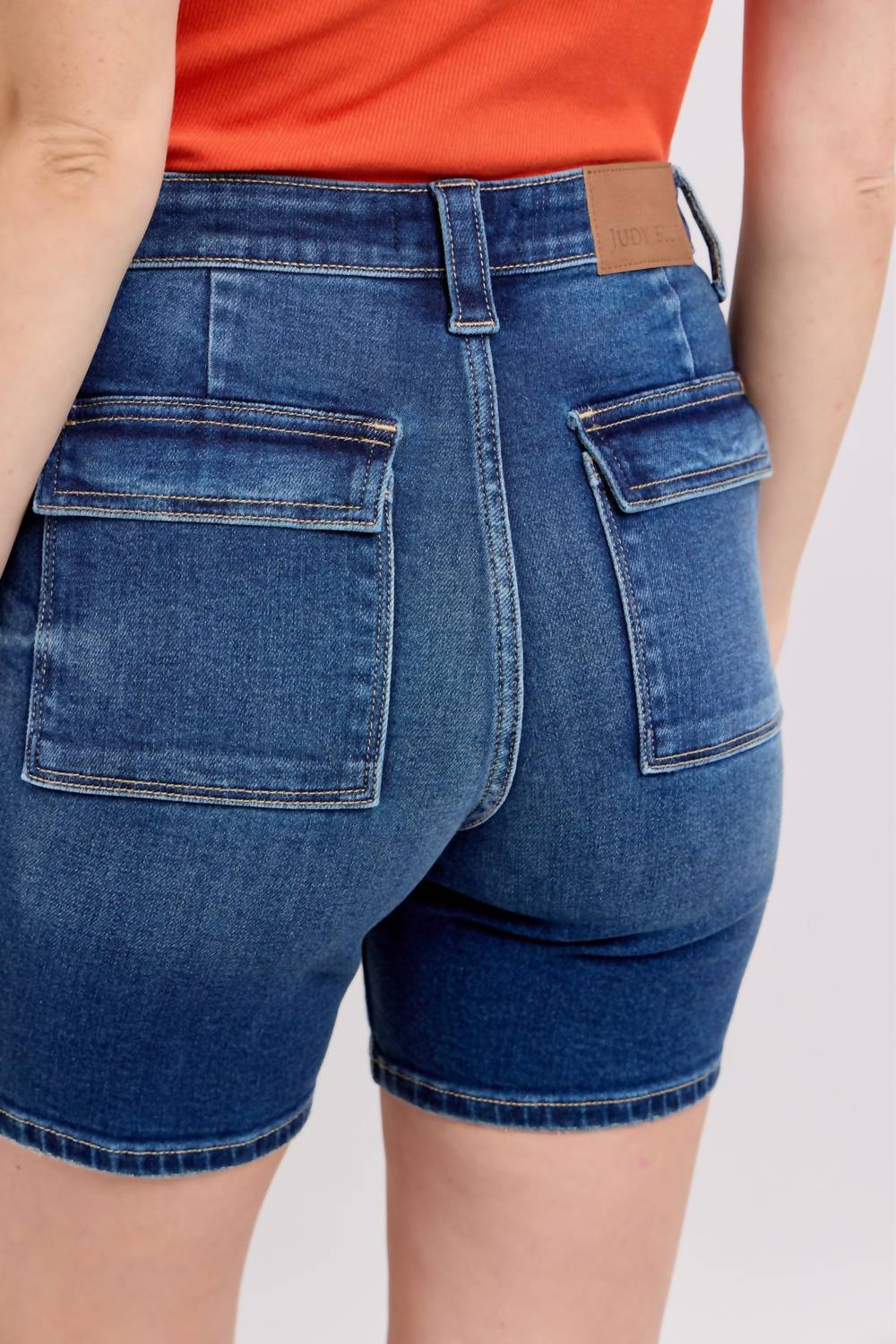 Judy Blue High Waist Bermuda Back Flap Denim Short in blue - women's shorts - view 5