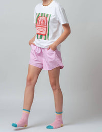 Urban Daizy - Sardine Graphic Tee and Striped Shorts Set