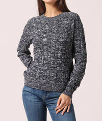 Minnie Rose - Cotton Oversized Marled Cable Sweater