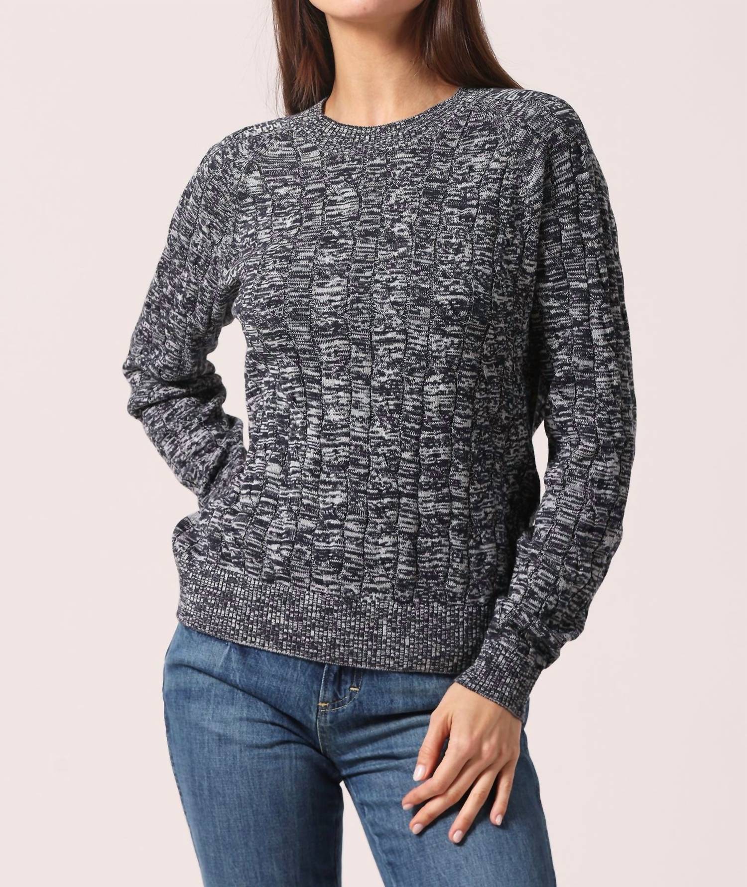 Minnie Rose - Cotton Oversized Marled Cable Sweater