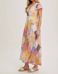 Bluivy - Pastel Quilt Printed Button Down Maxi Dress