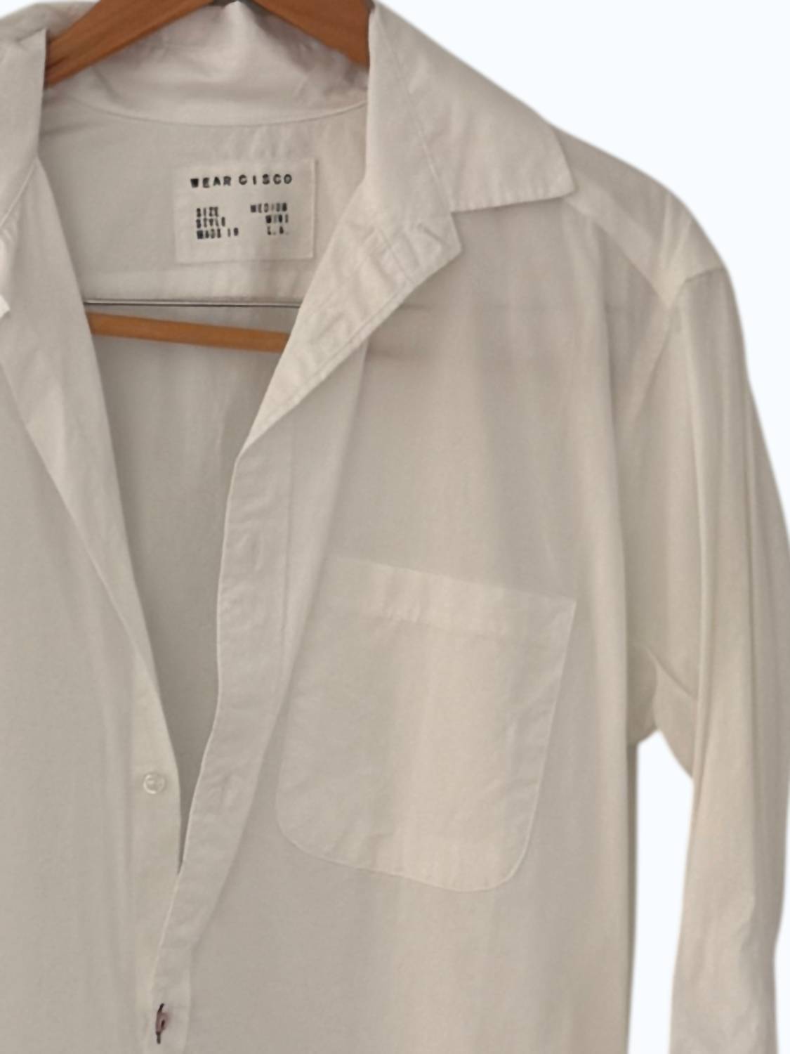 CISSA Women's Button Down Mini Dress in optic white - women's dress - detail view