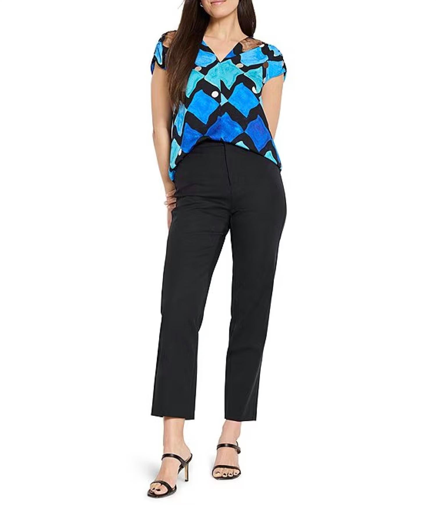 Nic + Zoe - Sea Glass Ruched Woven Top