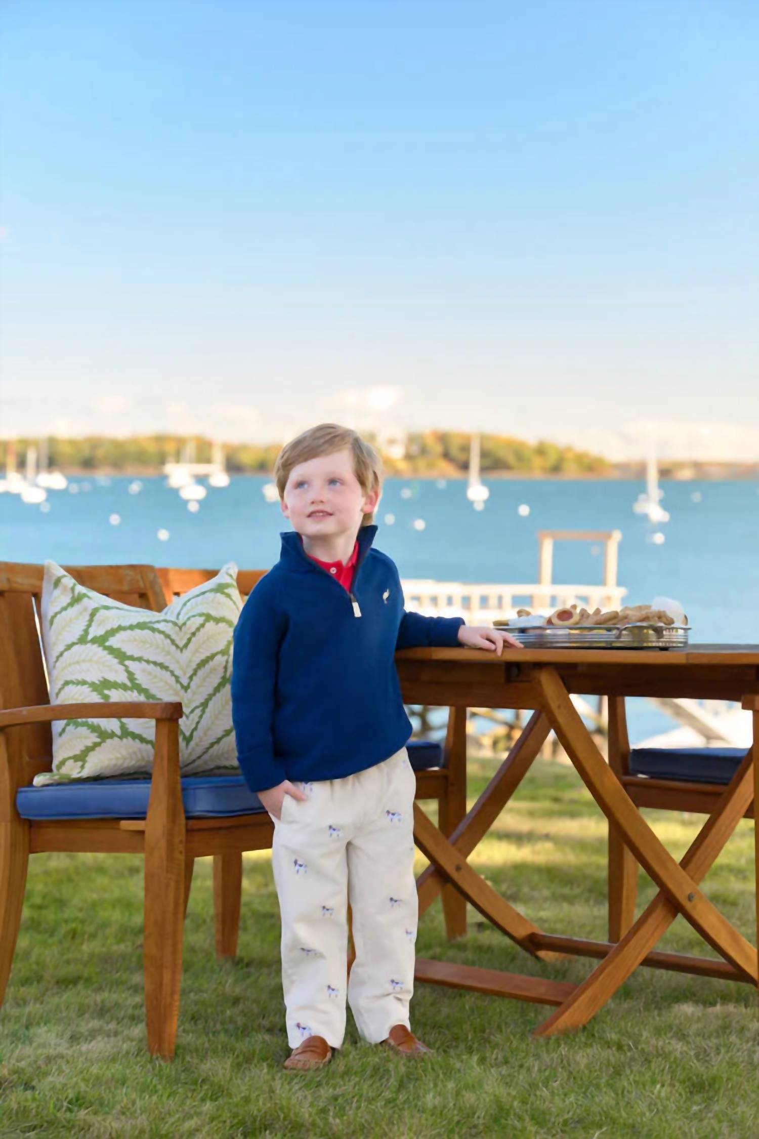 The Beaufort Bonnet Company Critter Sheffield Corduroy Pants With Stork & Santa Dog Embroidery in osprey oatmeal richmond - kids' item