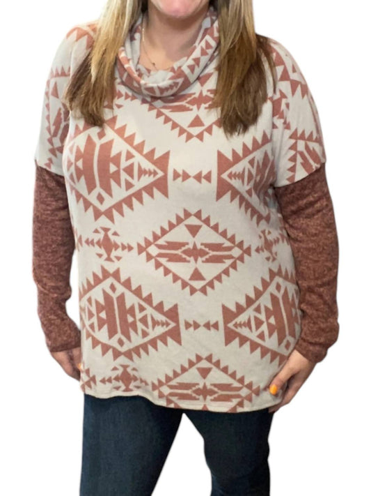 Honeyme - Aztec Cowlneck Sweater