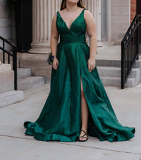 Sherri Hill A-line Hot Fix Prom Dress in emerald - women's dress