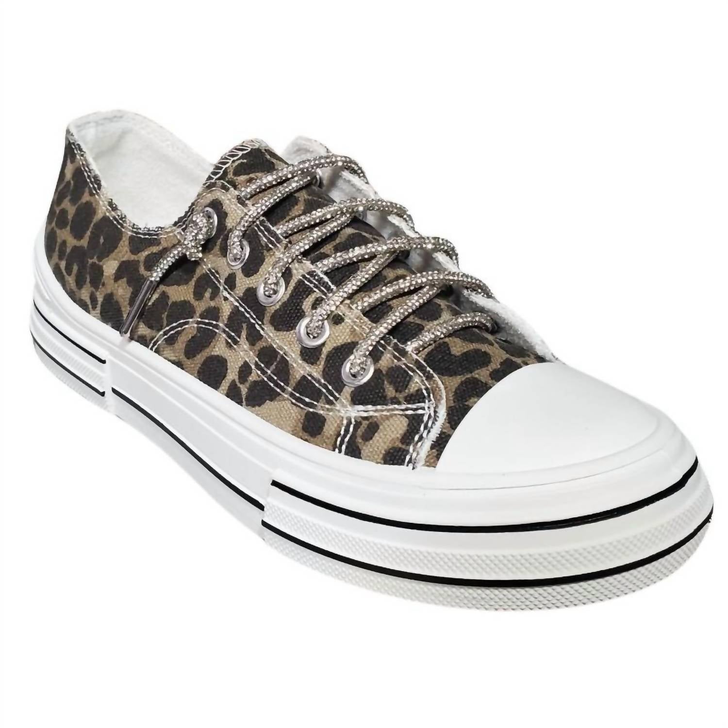 Very G Women's Aman Prints Lace Up Canvas Sneaker in tan leopard - women's sneaker