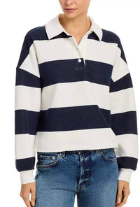 Aqua - Cropped Oversized Polo Sweater