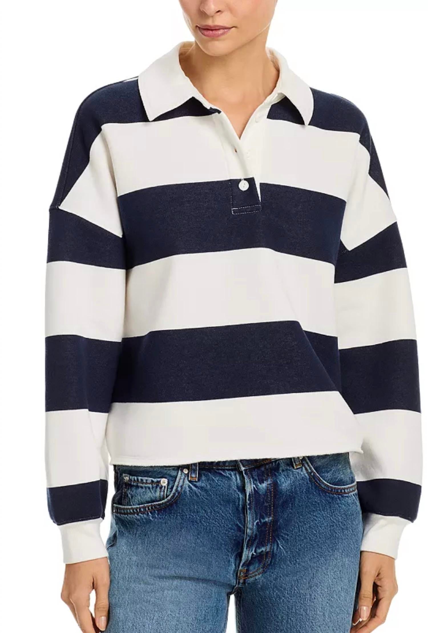 Aqua - Cropped Oversized Polo Sweater