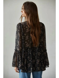 By Together - Woven Polyester Chiffon See Through Floral Blouse