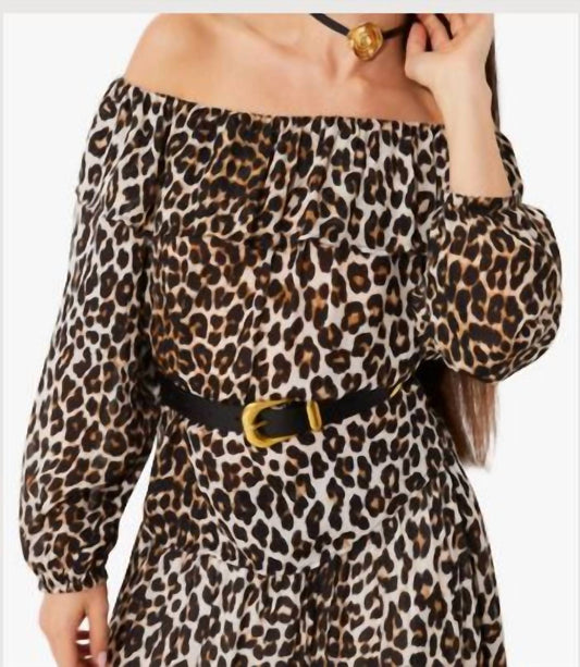 Suncoo - Lola Leopard Blouse with Bardot Collar