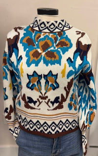 Voy - Vivid Print Smocked Sweater