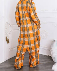 Surelymine - Oversized Tribal Print Button-up Kimono Jumpsuit