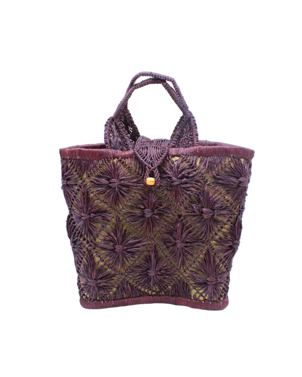 Shebobo - Women's Large Lusha Macrame Diamond And Crochet Straw Basket Bag