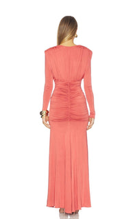 Amanda Uprichard Eva Long Sleeves Gown in santa fe - women's dress - detail view