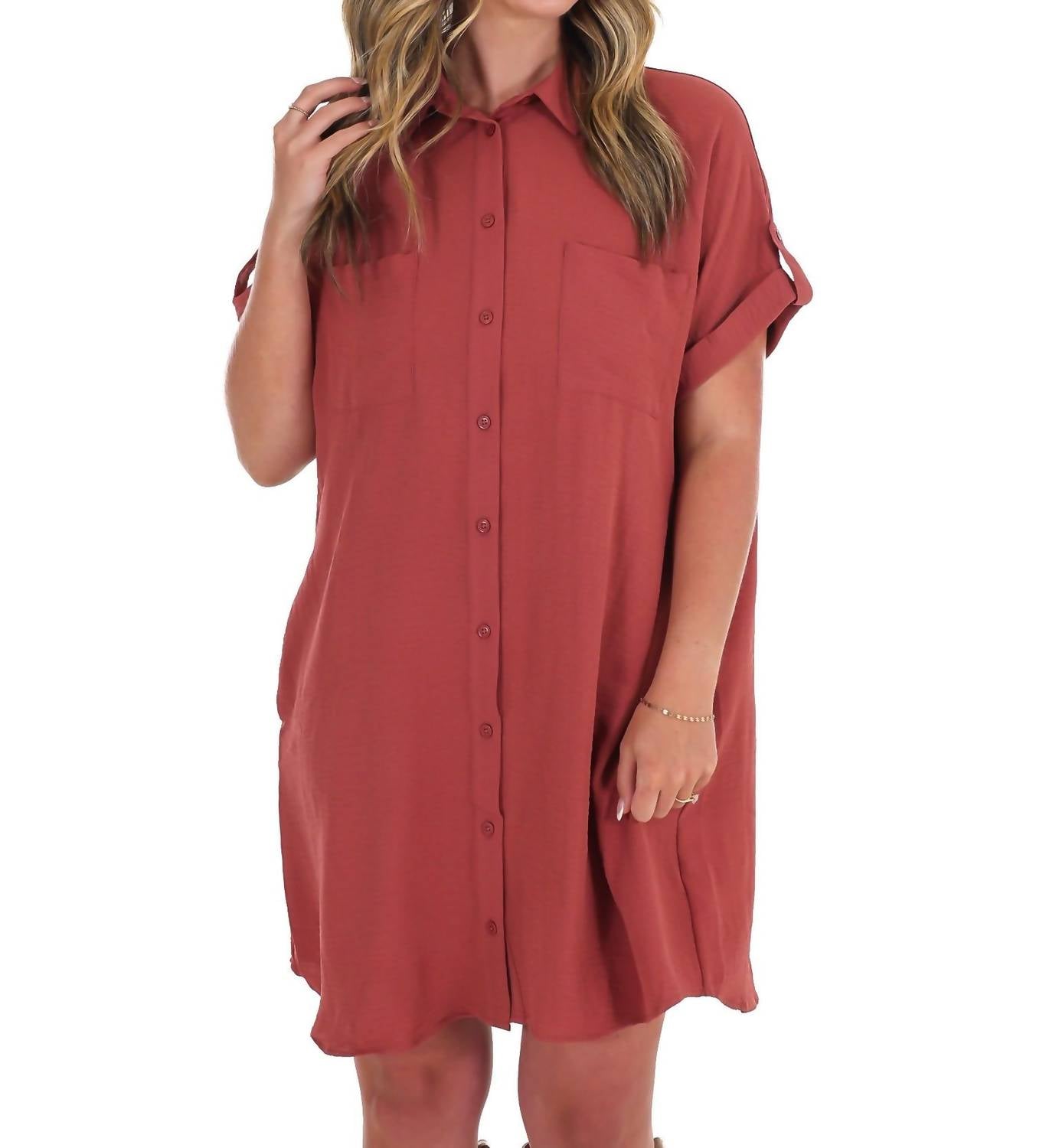 She + Sky - All the Reason Button Up Shirt Dress
