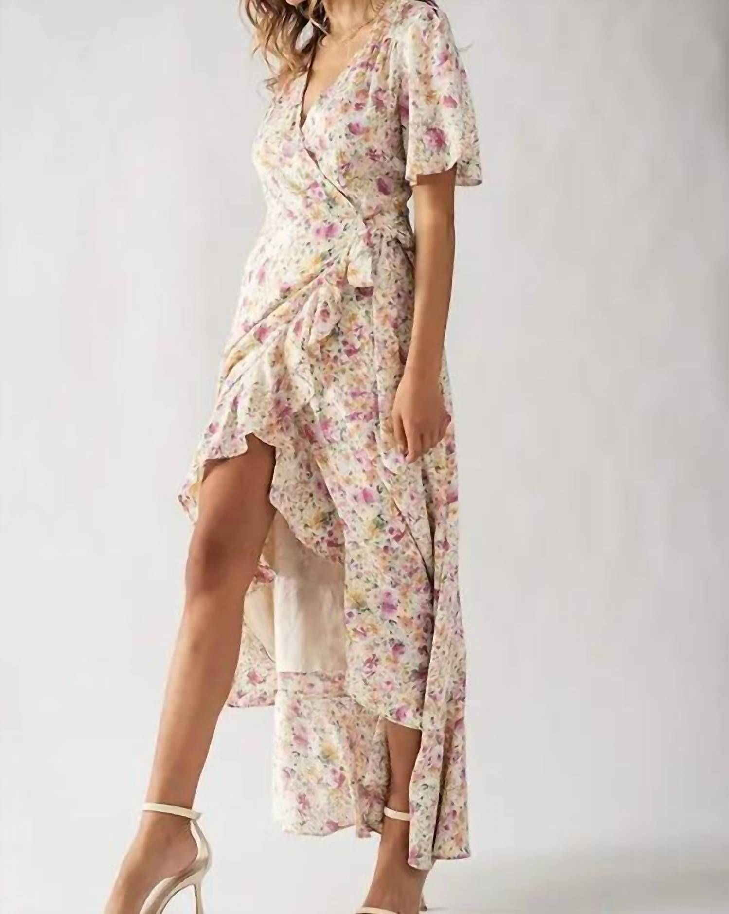 Urban Daizy - Floral Asymmetrical Wrap Maxi Dress