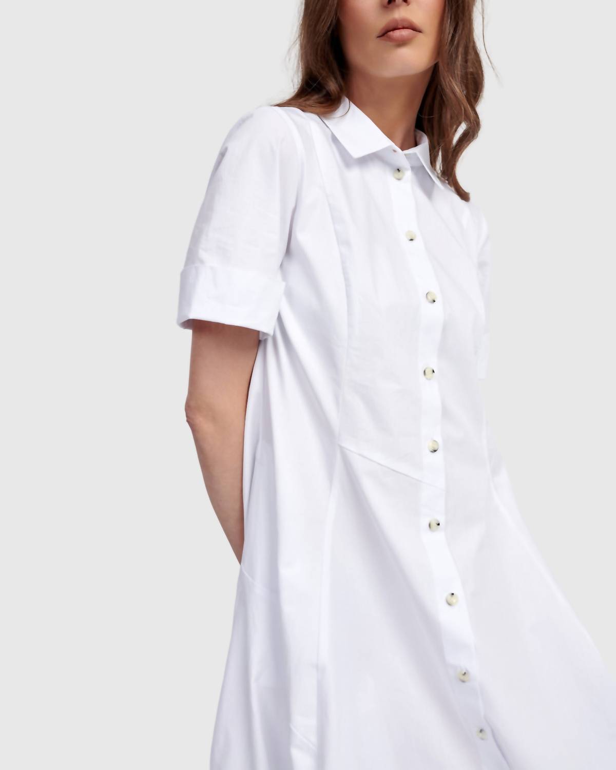 ALEMBIKA Barb Cotton Shirtdress in white - women's dress - view 7