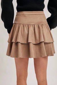 Bluivy - Out On The Town Suede Ruffled Mini Skirt