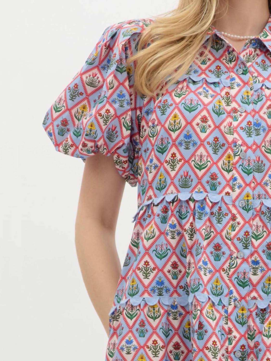 Entro - Floral Pattern Tiered Mini Dress