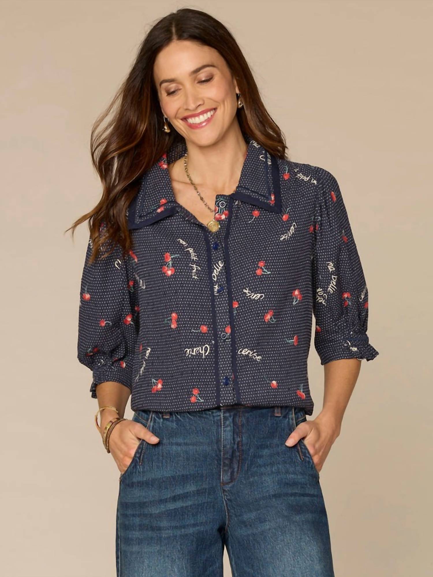 Democracy - Elbow Printed Woven Top