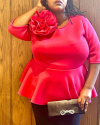 J2 Fashion - Erika Flower Peplum Blouse