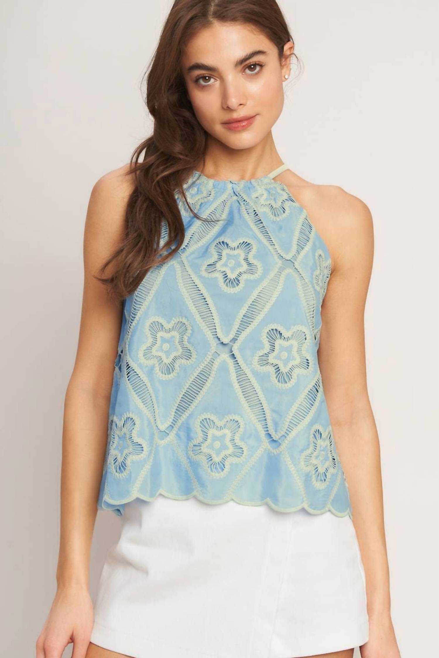 Flying Tomato - Woven Embroidered Halter Top