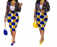 Metamorphosis - Fashion Elegant Printed African 2 Piece Skirt And Blazer Set