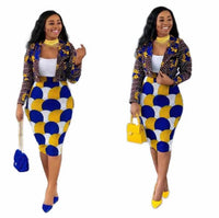 Metamorphosis - Fashion Elegant Printed African 2 Piece Skirt And Blazer Set