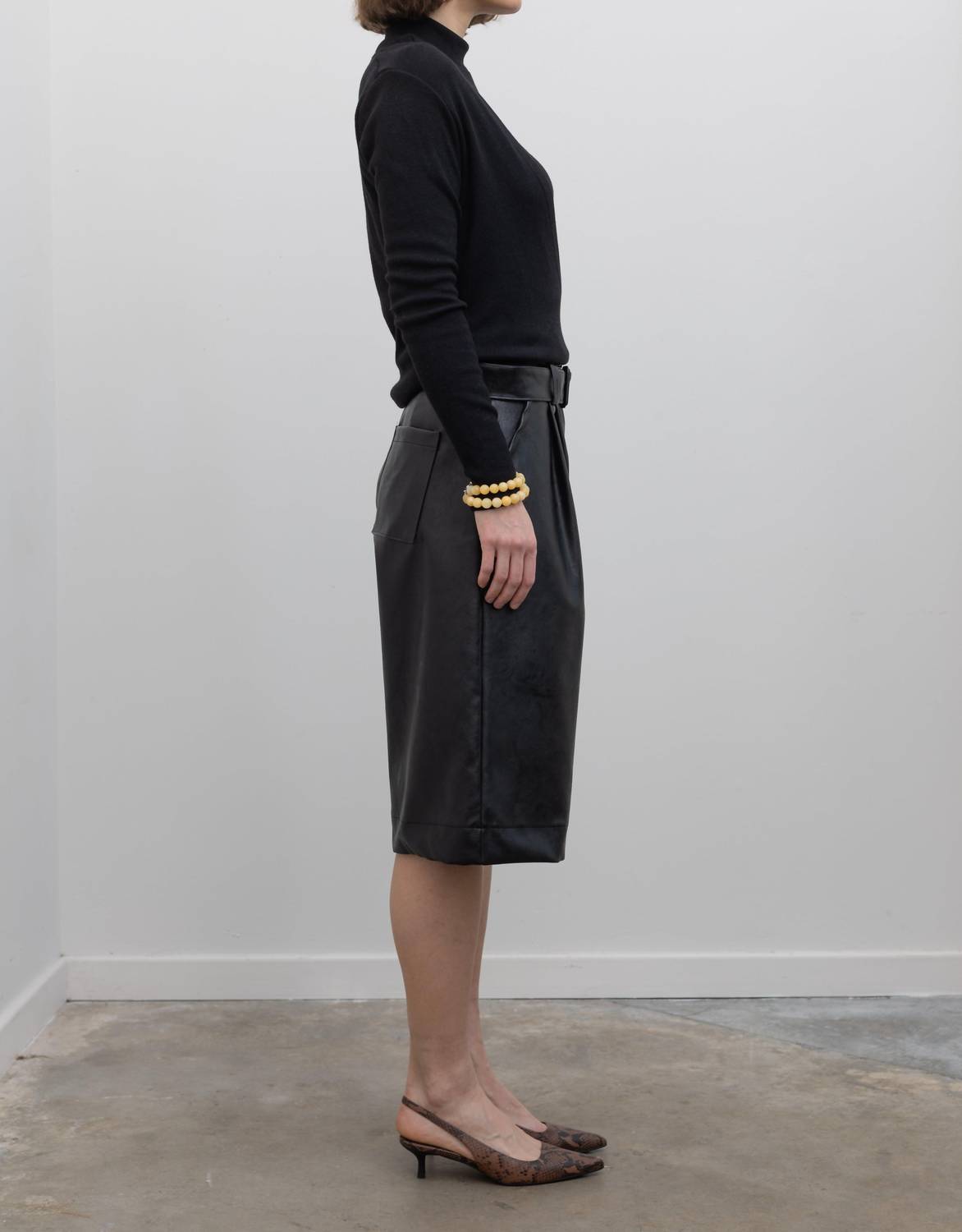 Collective Vegan Leather Belted Bermuda Shorts in black - women's shorts - view 4