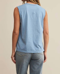 Z Supply Women's Salty Muscle Tank Top in blue - women's shirt - detail view