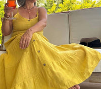 Made In Italy - Viviana Tiered Linen Dress