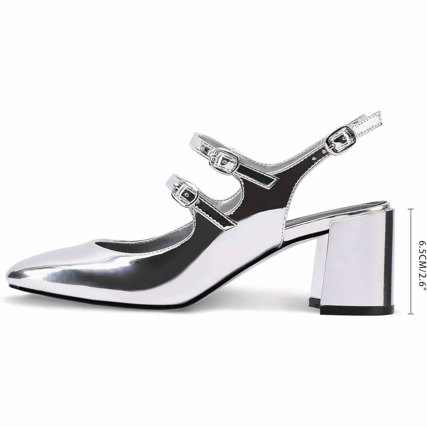 Adrizzlein - Women's Mary Jane Buckle Block Heels