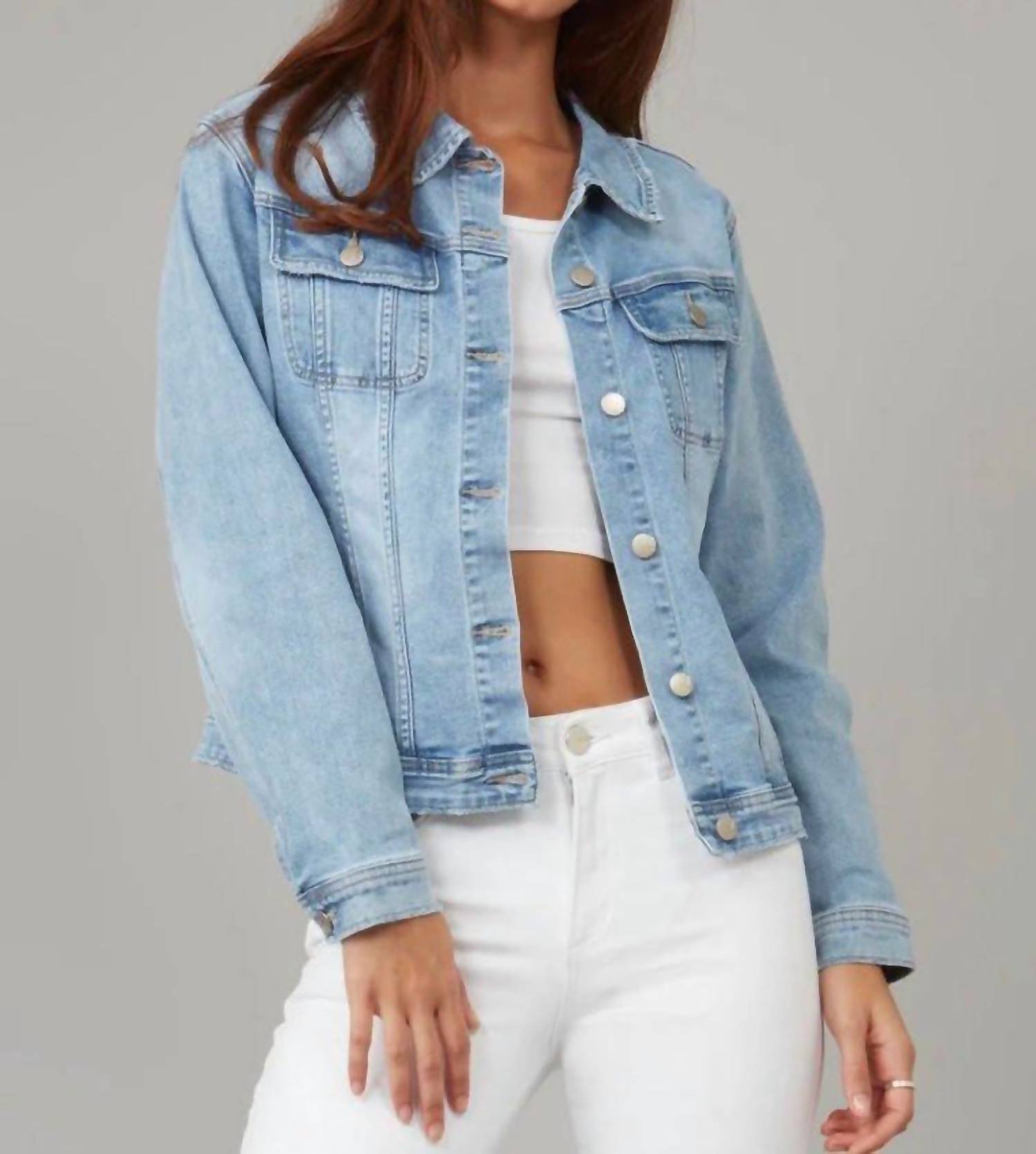 LOLA JEANS Classic Denim Shirt in blue - women's jacket