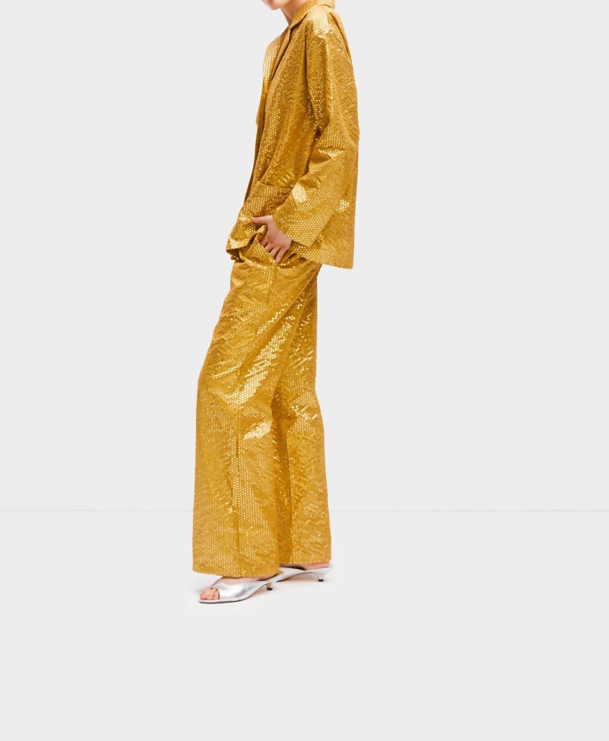 SLEEPER Supernova Sequin Pants in gold - women's pants - alternate view