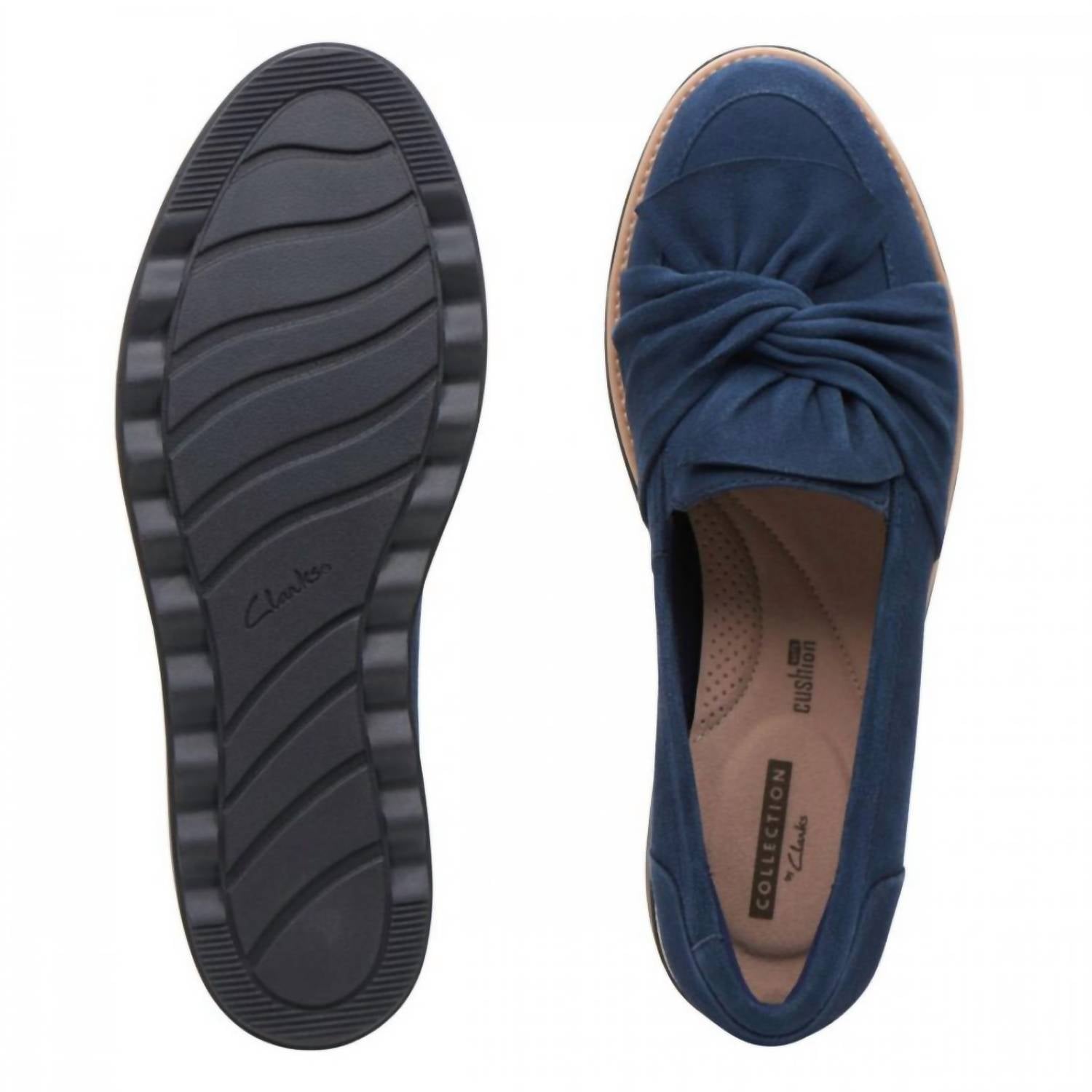 Clarks Women's Sharon Dasher Wedge Loafer in navy - women's flats - view 5