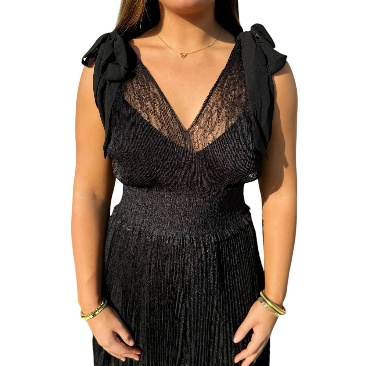Lucy Paris - Women's Solange Romantic Bohemian Lace Maxi Dress with Under Slip