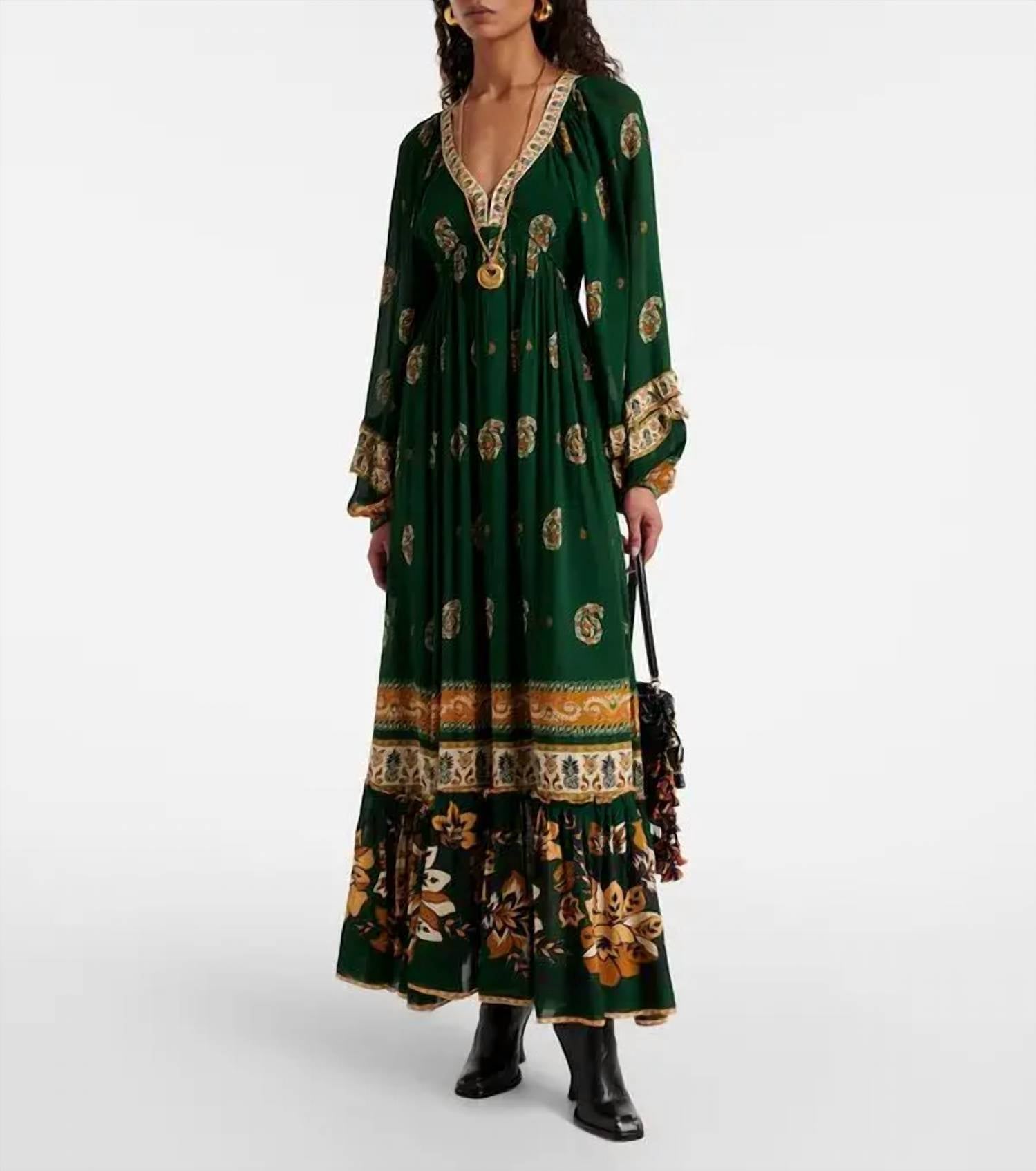 FARM RIO Ayla Maxi Dress in green - women's dress